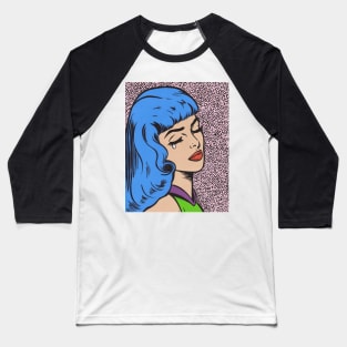 Blue Bangs Crying Comic Girl Baseball T-Shirt